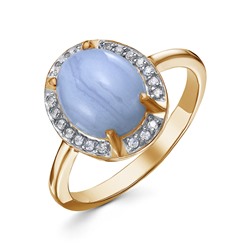Позолоченное кольцо с голубым агатом - 1362 - п